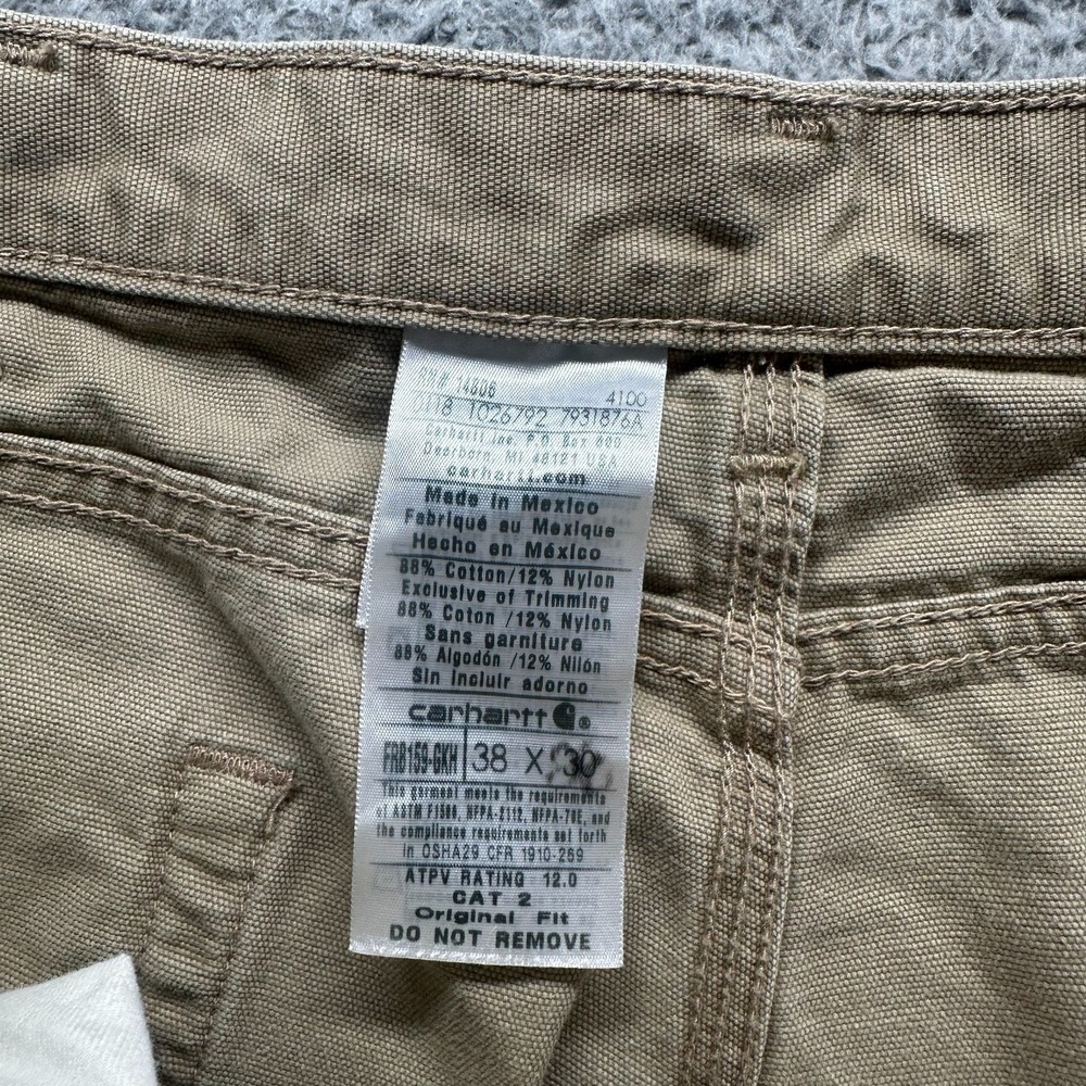 Carhartt Flame Resistant Pant Mens 38x27 Brown Cotton Carpenter Straight Travel - Picture 7 of 14